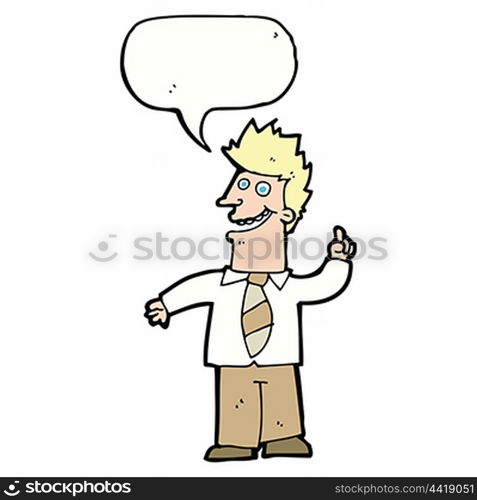 cartoon man with good idea with speech bubble