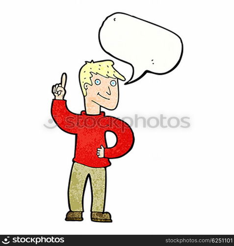 cartoon man with great idea with speech bubble