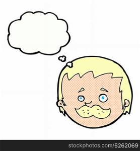 cartoon man with mustache with thought bubble