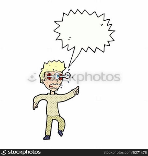 cartoon man with popping out eyes with speech bubble