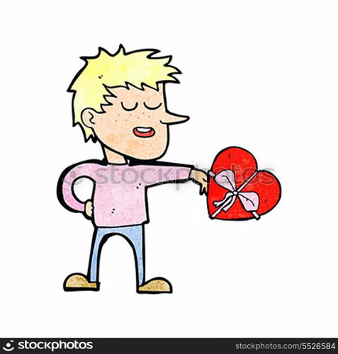 cartoon man with valentine gift