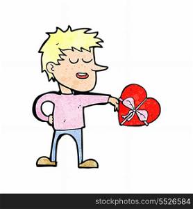 cartoon man with valentine gift