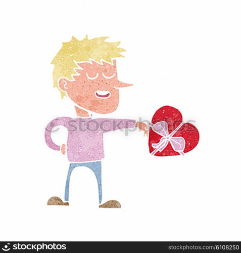 cartoon man with valentine gift