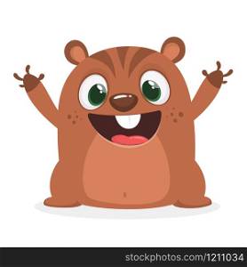 Cartoon marmot chipmunk. Happy groundhog day. Vector illustration