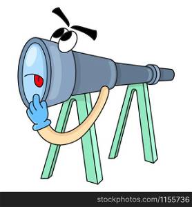 cartoon mascot binoculars looking up