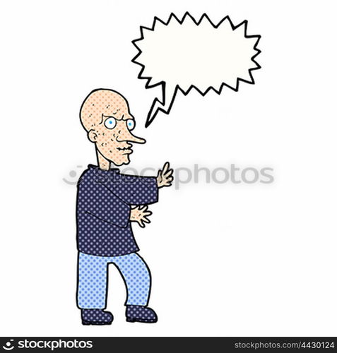 cartoon mean looking man with speech bubble