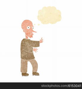 cartoon mean looking man with thought bubble