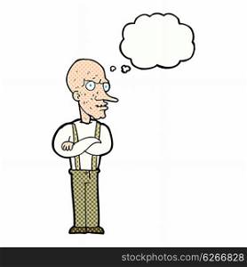 cartoon mean old man with thought bubble