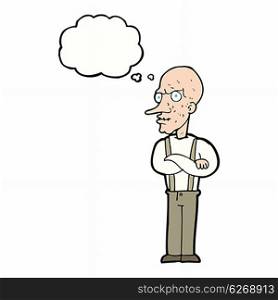 cartoon mean old man with thought bubble
