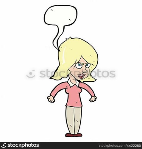 cartoon mean woman with speech bubble