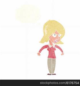 cartoon mean woman with thought bubble