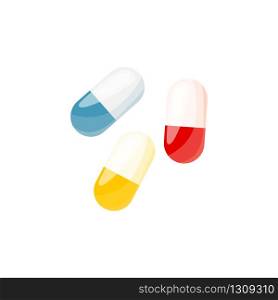 Cartoon medication pills, vector illustration