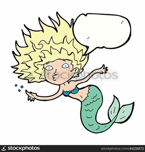 cartoon mermaid with speech bubble