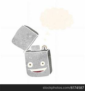 cartoon metal lighter with thought bubble