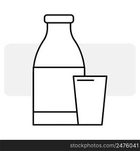 Cartoon milk bottle glass icon. Editable stroke. Logo, label. Vector illustration. stock image. EPS 10.. Cartoon milk bottle glass icon. Editable stroke. Logo, label. Vector illustration. stock image.
