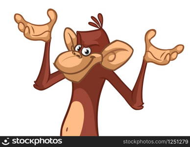 Cartoon monkey chimpanzee. Vector illustration of happy monkey character