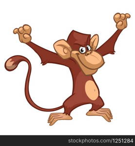 Cartoon monkey chimpanzee. Vector illustration of happy monkey character