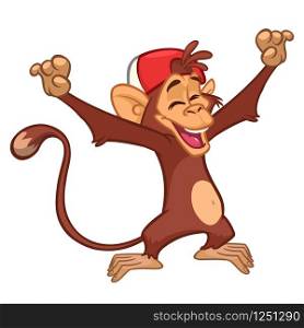 Cartoon monkey chimpanzee. Vector illustration of happy monkey character