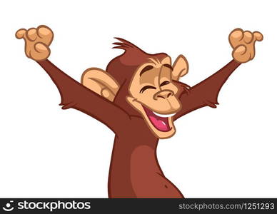 Cartoon monkey chimpanzee. Vector illustration of happy monkey character