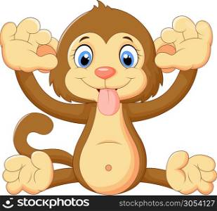 Cartoon monkey making a face and showing his tongue