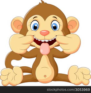 Cartoon monkey making a teasing face.