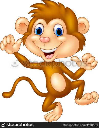 Cartoon monkey waving