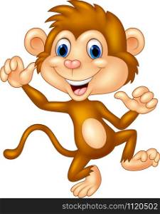 Cartoon monkey waving