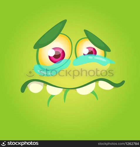 Cartoon monster face isolated . Vector Halloween happy monster square avatar. Funny monster mask