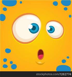 Cartoon monster face surprised expression. Prints design for t-shirts