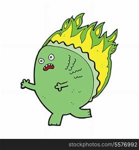 cartoon monster on fire
