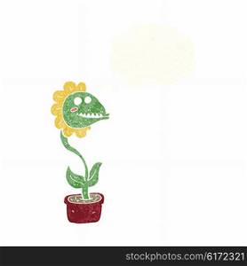 cartoon monster plant with thought bubble