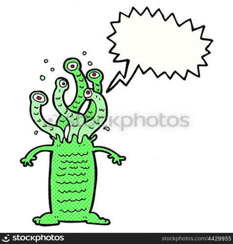 cartoon monster with speech bubble