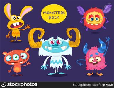 Cartoon Monsters. Vector set of cartoon monsters isolated