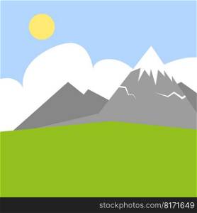Cartoon mountains sun clouds. Space travel. Travel game background. Vector illustration. EPS 10.. Cartoon mountains sun clouds. Space travel. Travel game background. Vector illustration.