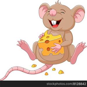 Cartoon mouse holding a slice of cheese