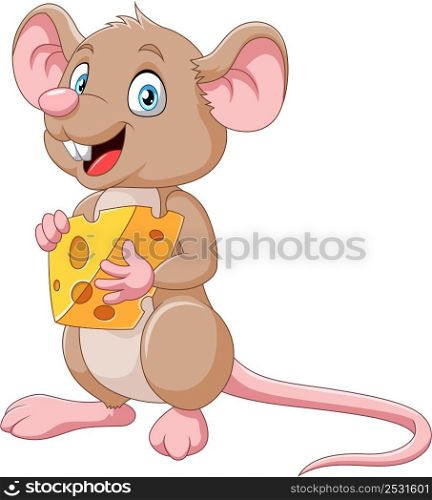 Cartoon mouse holding slice of cheese