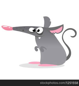 Cartoon mouse isolated on white background. Mouse isolated vector illustration. Small rodent rat. Domestic mice cute and gray. Small harmful rat rodent.