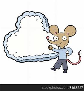 cartoon mouse with cloud text space