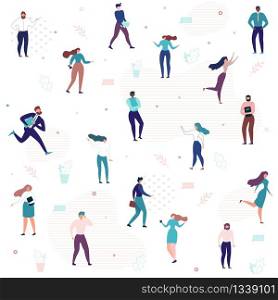 Cartoon Multiracial Business People Characters. Flat Seamless Pattern. Coworkers Group, Female and Male Office Clerks and Freelancers on White Backdrop. Vector Wallpaper. Human Illustration. Multiracial Business People Flat Seamless Pattern