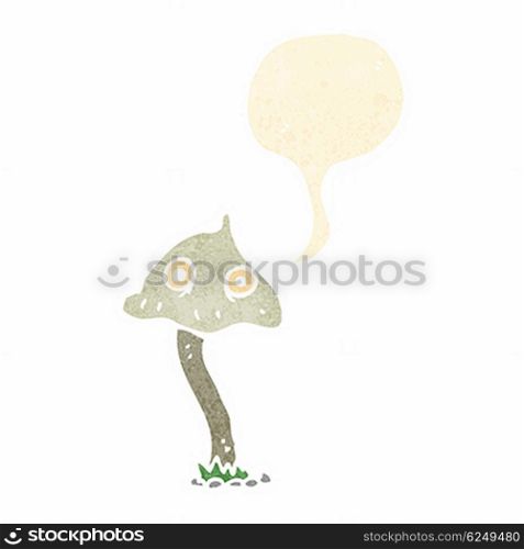 cartoon mushroom with speech bubble