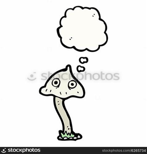 cartoon mushroom with thought bubble