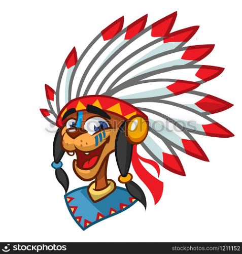 Cartoon native american indian character. Illustration clipart