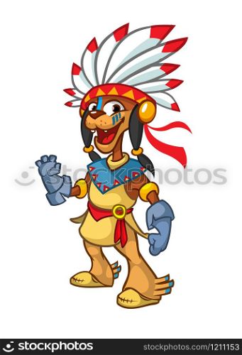 Cartoon native american indian character. Illustration clipart