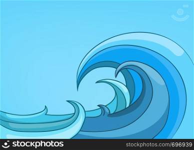 Cartoon Nature Landscape Sea Isolated on White Background. Vector.