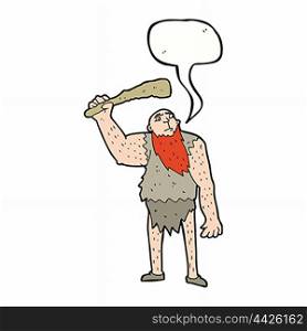 cartoon neanderthal with speech bubble