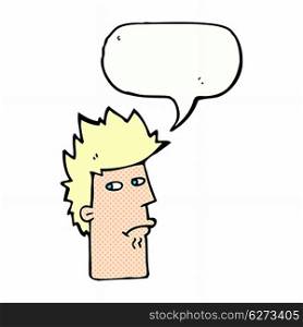 cartoon nervous expression with speech bubble