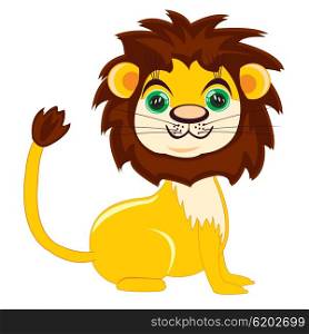 Cartoon nice lion. Vector illustration lion on white background is insulated