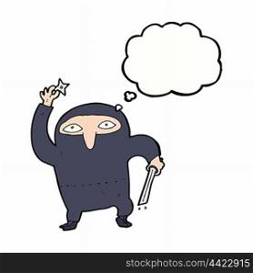 cartoon ninja with thought bubble
