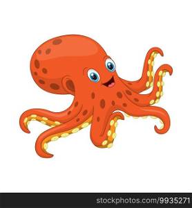 Cartoon octopus on white background