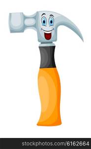 Cartoon of a happy hammer on a white background. Vector illustration